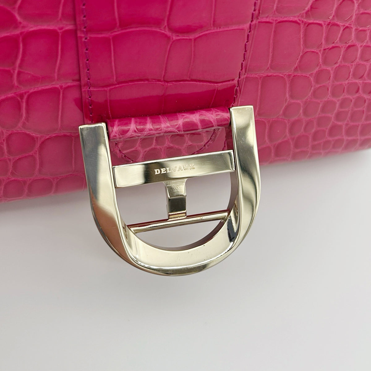 Delvaux Brilliant Mini Crocodile Leather Handbag Rose Pink 20 cm [Used]