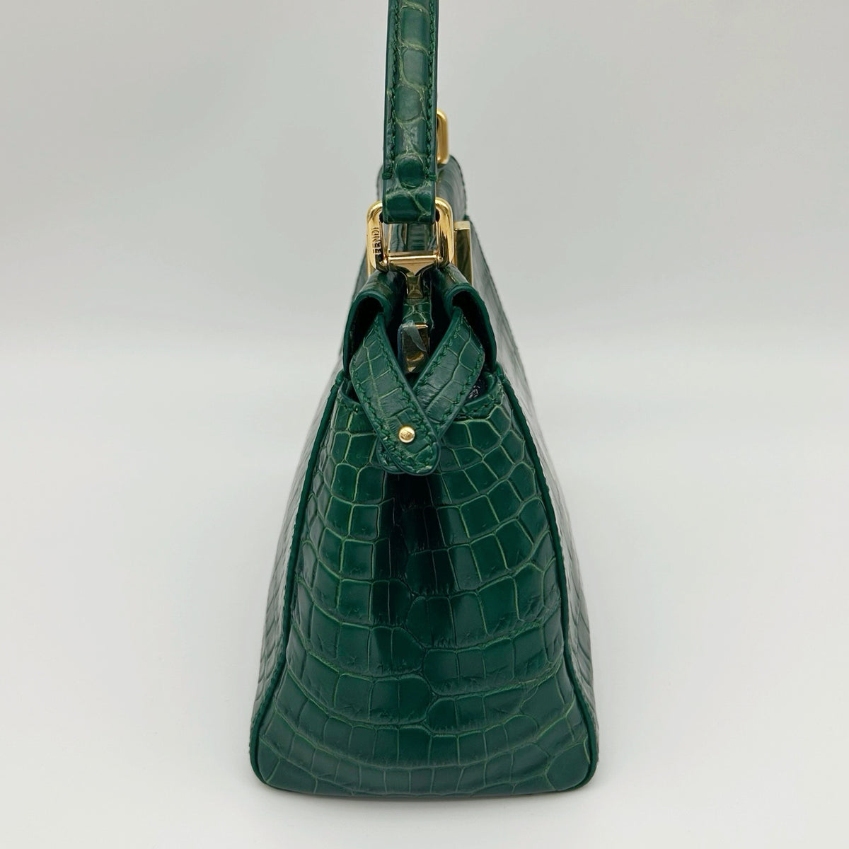 Fendi Peekaboo Dark Green Crocodile Leather 2Way Handbag [Used]
