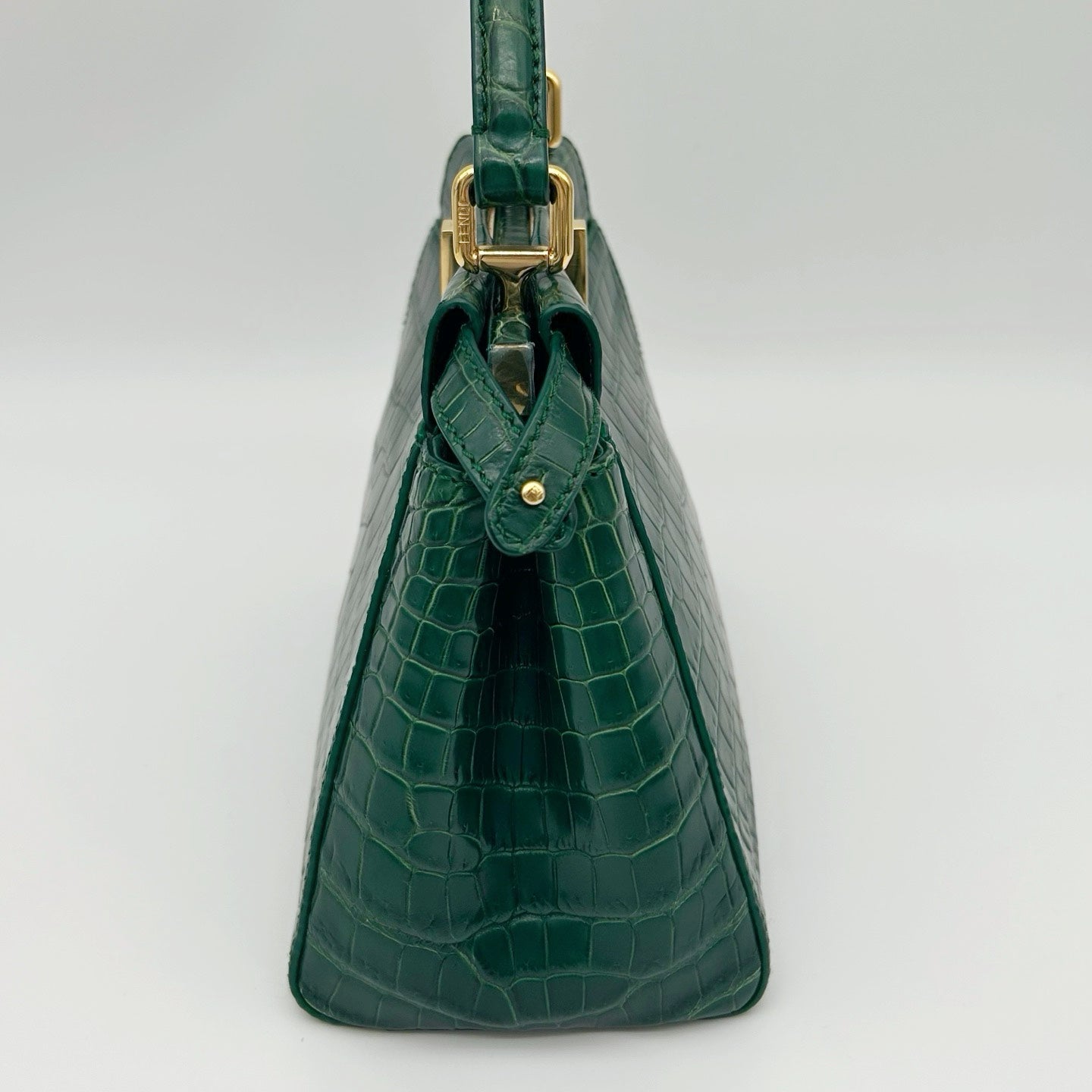 Fendi Peekaboo Dark Green Crocodile Leather 2Way Handbag [Used]