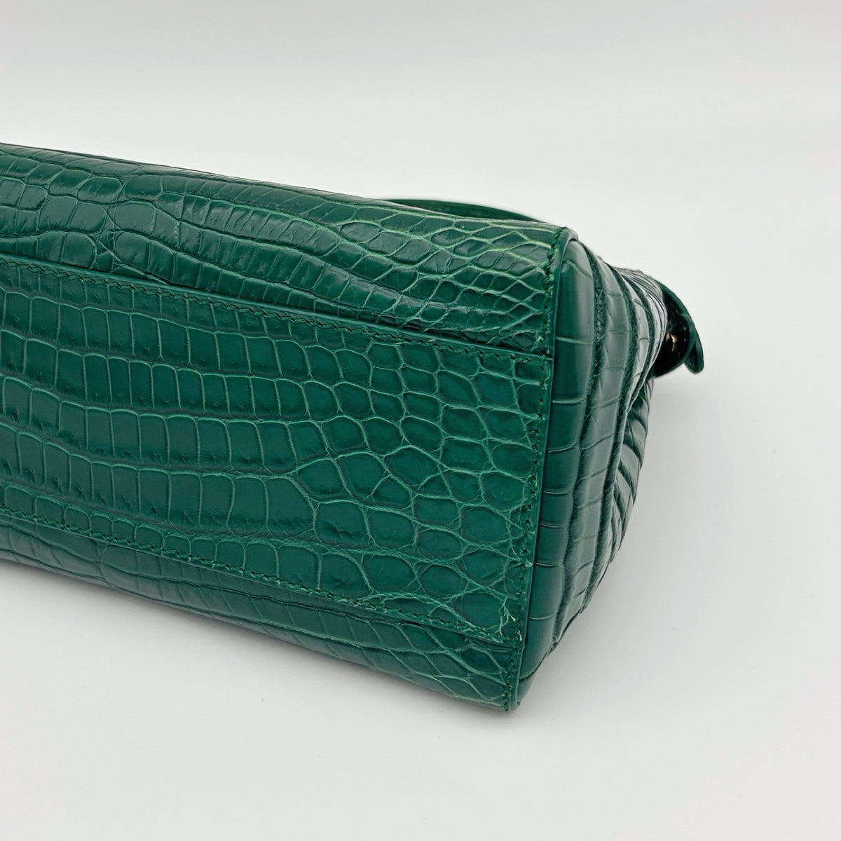 Fendi Peekaboo Dark Green Crocodile Leather 2Way Handbag [Used]