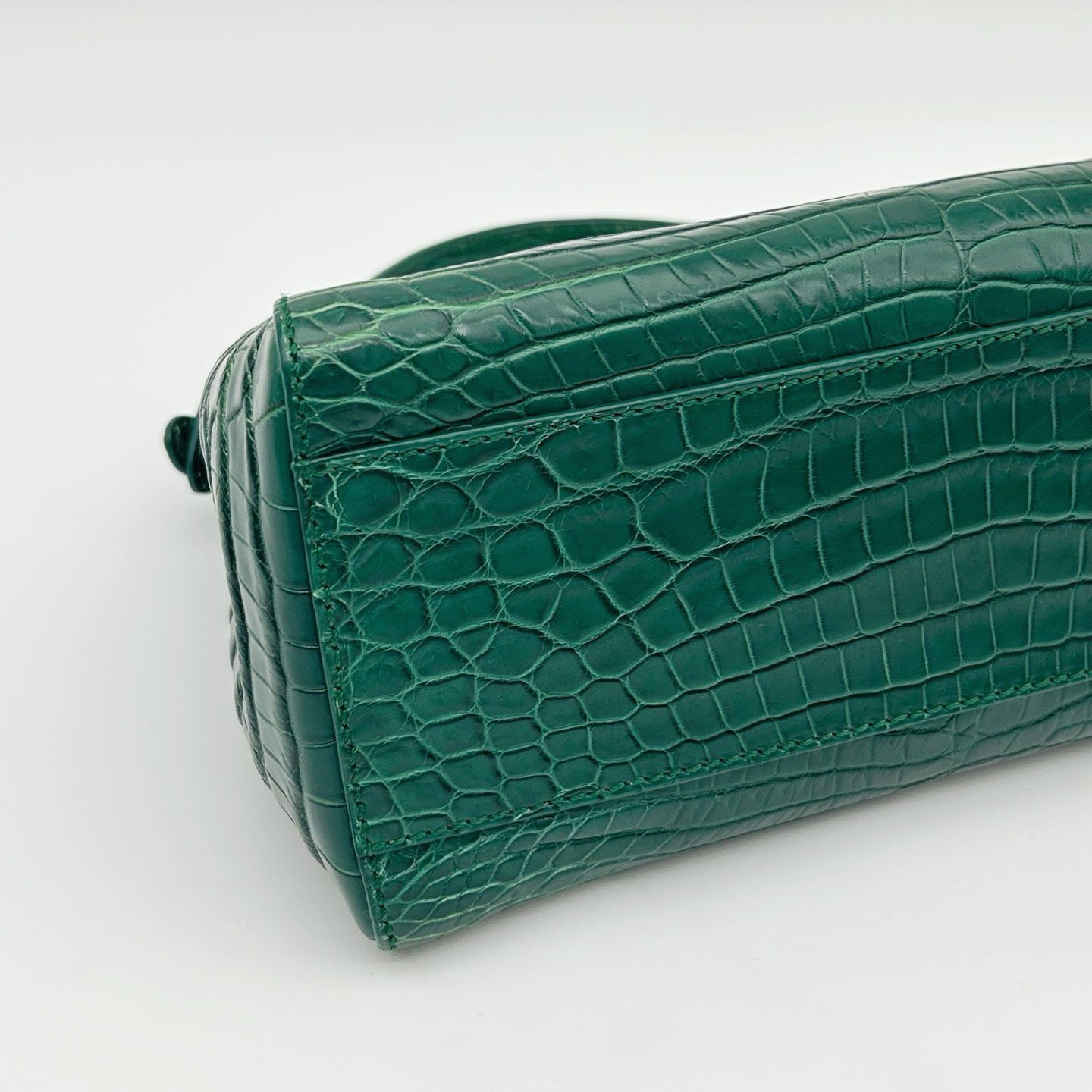 Fendi Peekaboo Dark Green Crocodile Leather 2Way Handbag [Used]