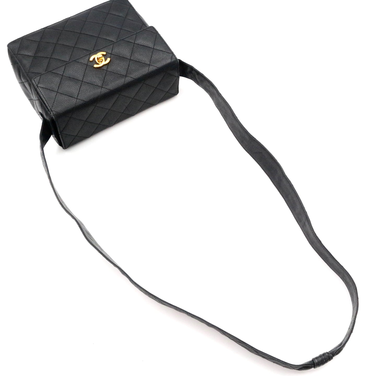 CHANEL Black Caviar Leather Box Shoulder Bag [Used]