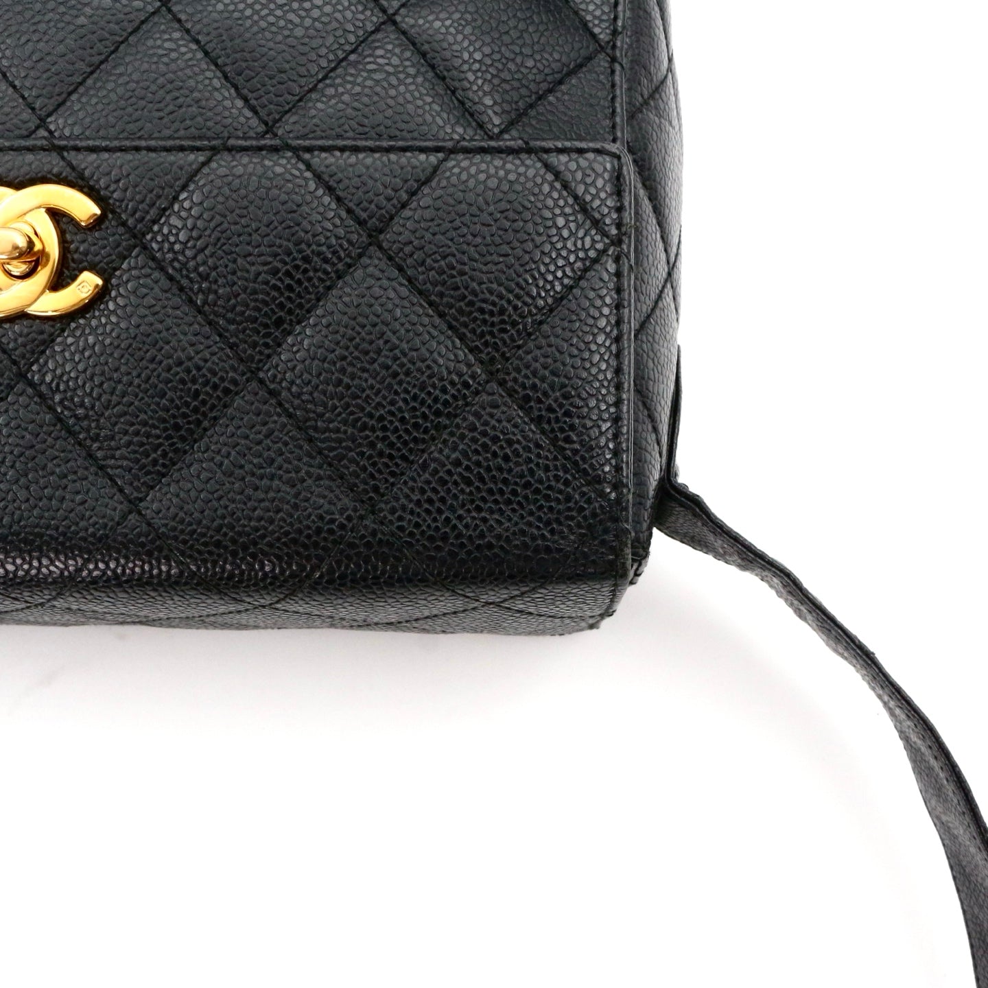 CHANEL Black Caviar Leather Box Shoulder Bag [Used]