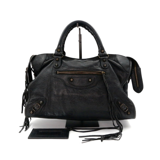 Balenciaga Black Motorcycle City Big 2Way Bag with Strap [Used]