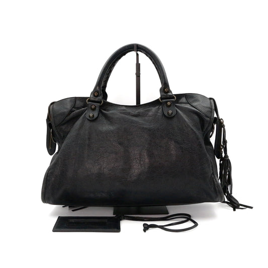 Balenciaga Black Motorcycle City Big 2Way Bag with Strap [Used]