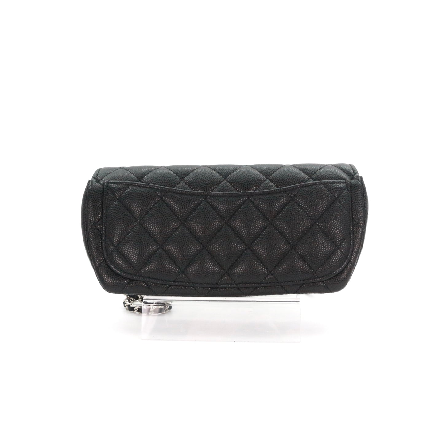 CHANEL Black Quilted Caviar Leather Chain Eyewear Case [Used]