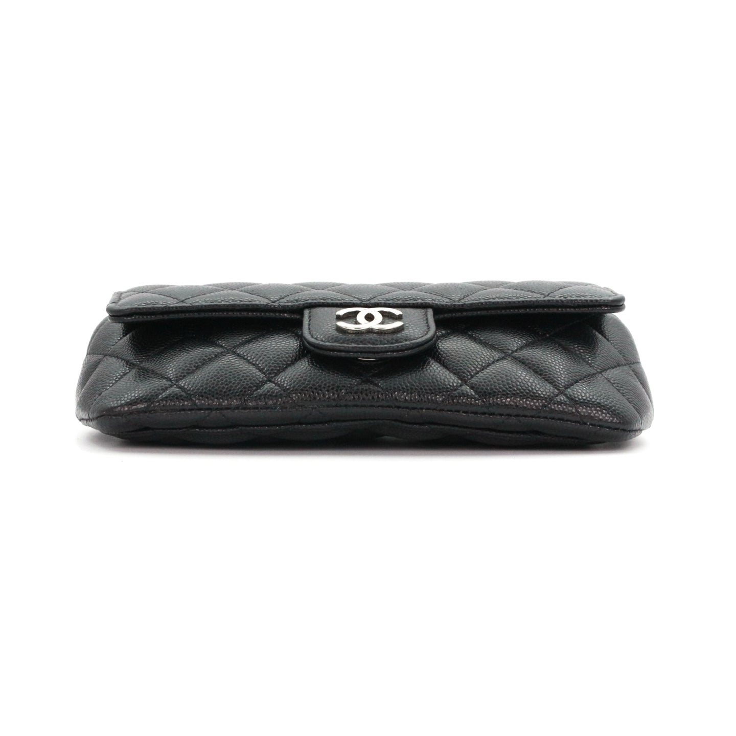 CHANEL Black Quilted Caviar Leather Chain Eyewear Case [Used]