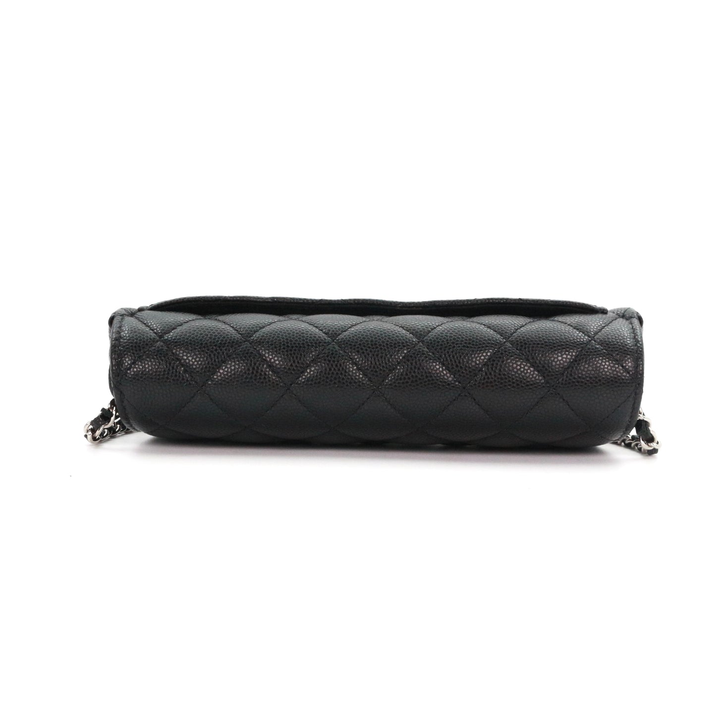 CHANEL Black Quilted Caviar Leather Chain Eyewear Case [Used]