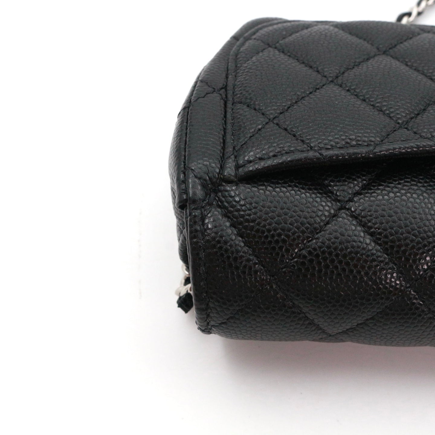 CHANEL Black Quilted Caviar Leather Chain Eyewear Case [Used]