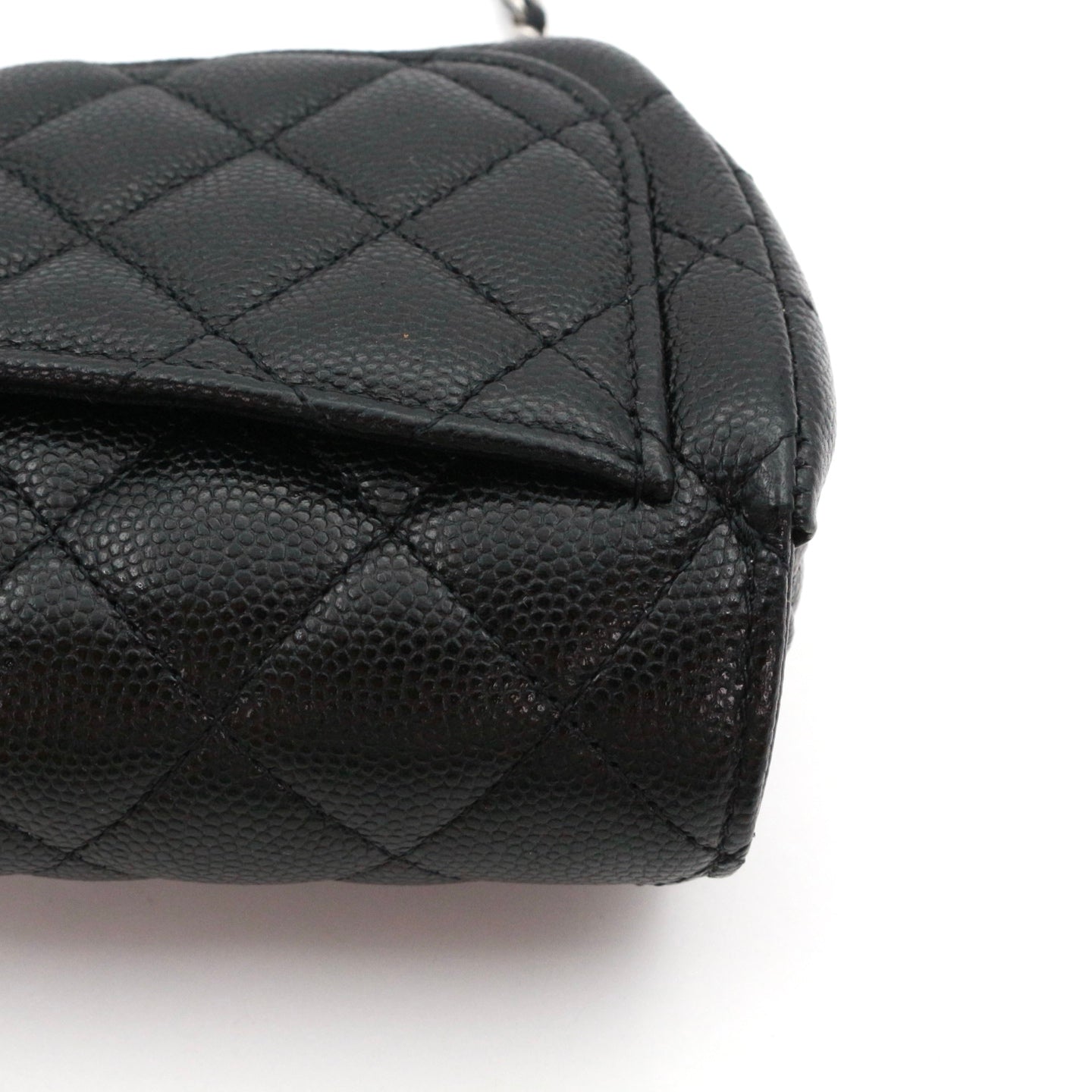CHANEL Black Quilted Caviar Leather Chain Eyewear Case [Used]