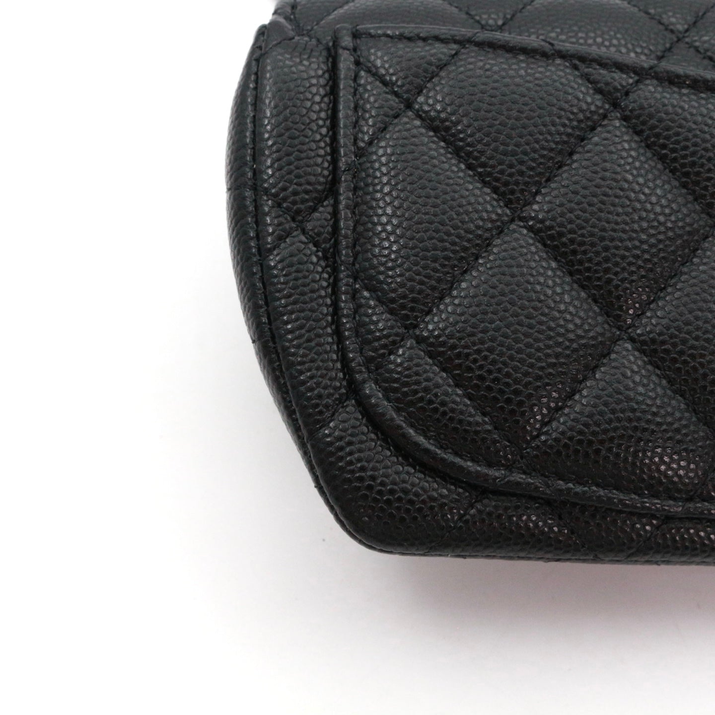 CHANEL Black Quilted Caviar Leather Chain Eyewear Case [Used]