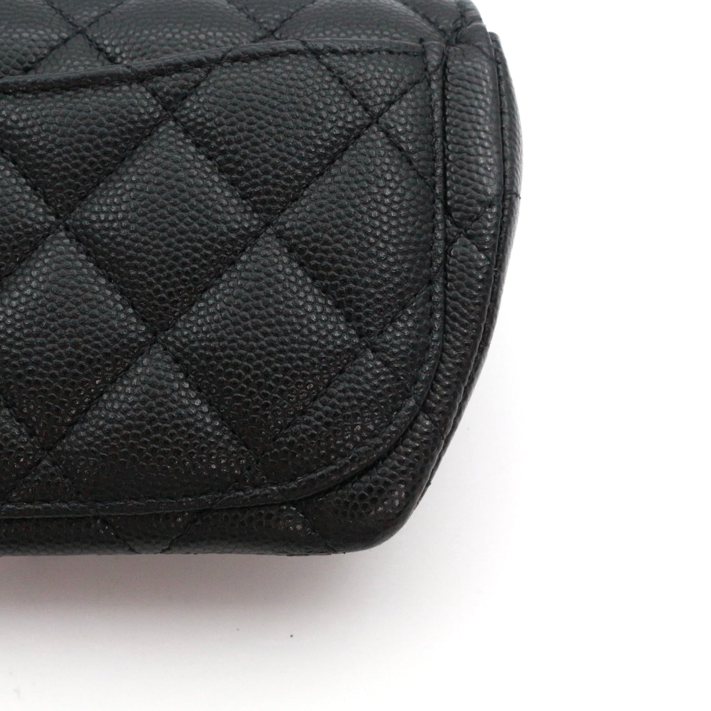 CHANEL Black Quilted Caviar Leather Chain Eyewear Case [Used]