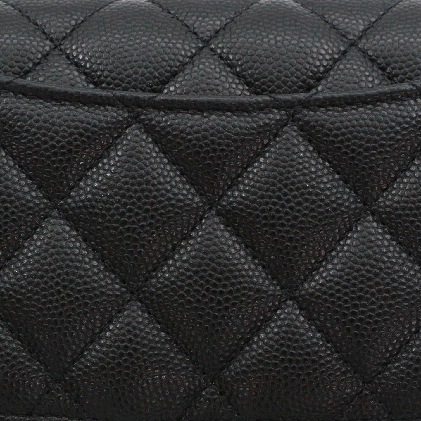 CHANEL Black Quilted Caviar Leather Chain Eyewear Case [Used]