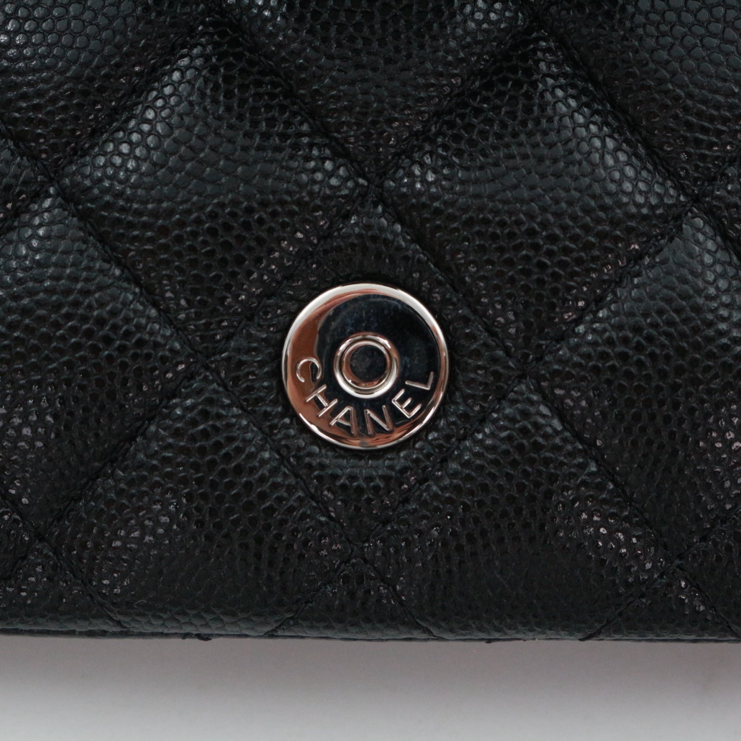 CHANEL Black Quilted Caviar Leather Chain Eyewear Case [Used]