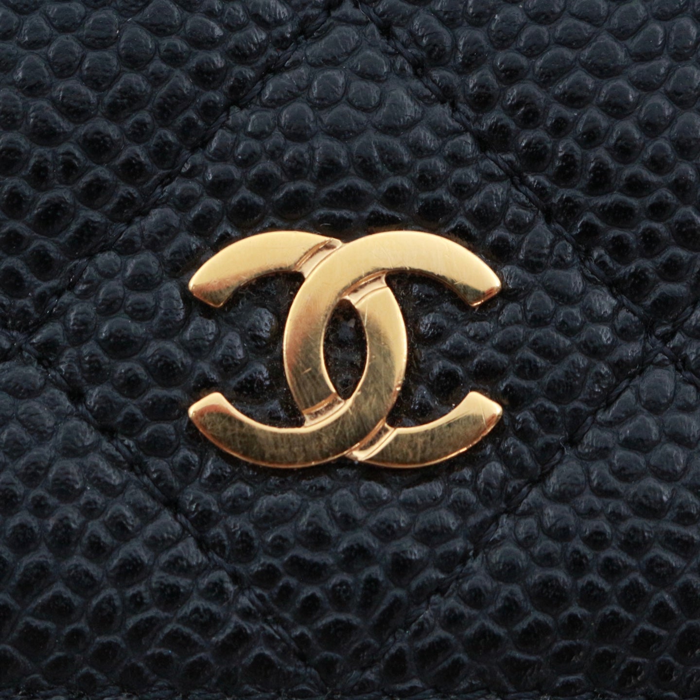 CHANEL Black Quilted Caviar Leather Zip-Around Long Wallet [Used]