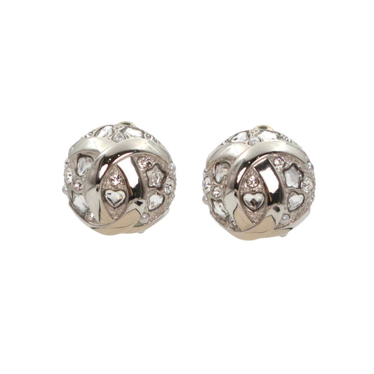 CHANEL Silver Tone Rhinestone Star & Heart CC Earrings [Used]