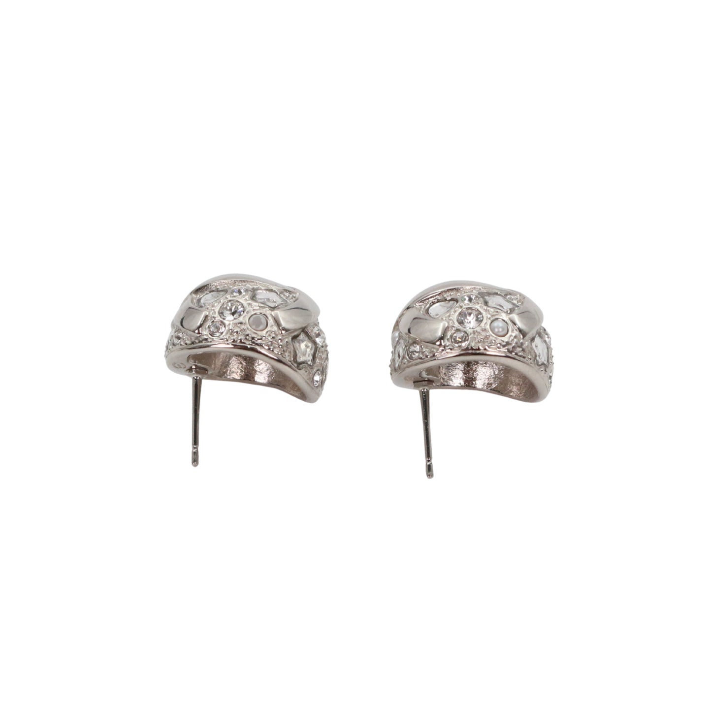 CHANEL Silver Tone Rhinestone Star & Heart CC Earrings [Used]