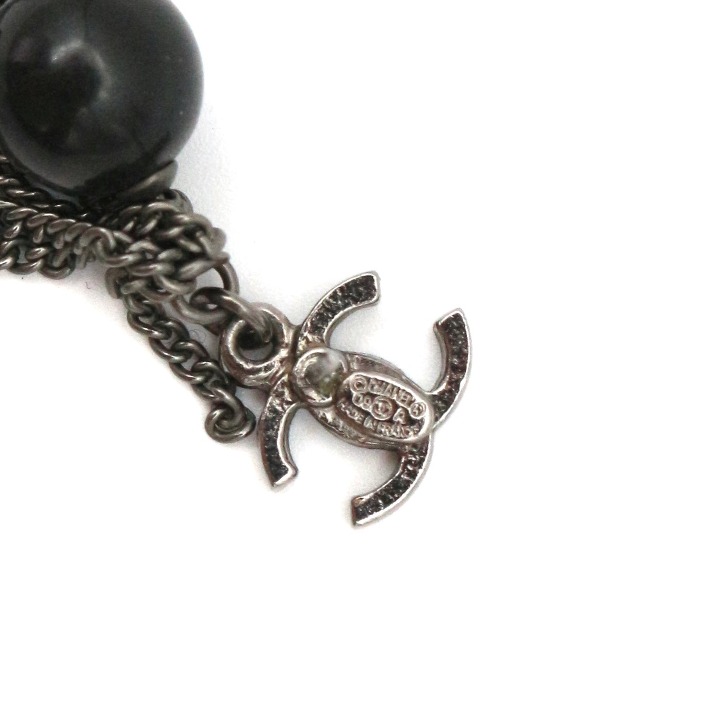 CHANEL Black & Silver Tone Multi CC Chain Drop Earrings [Used]
