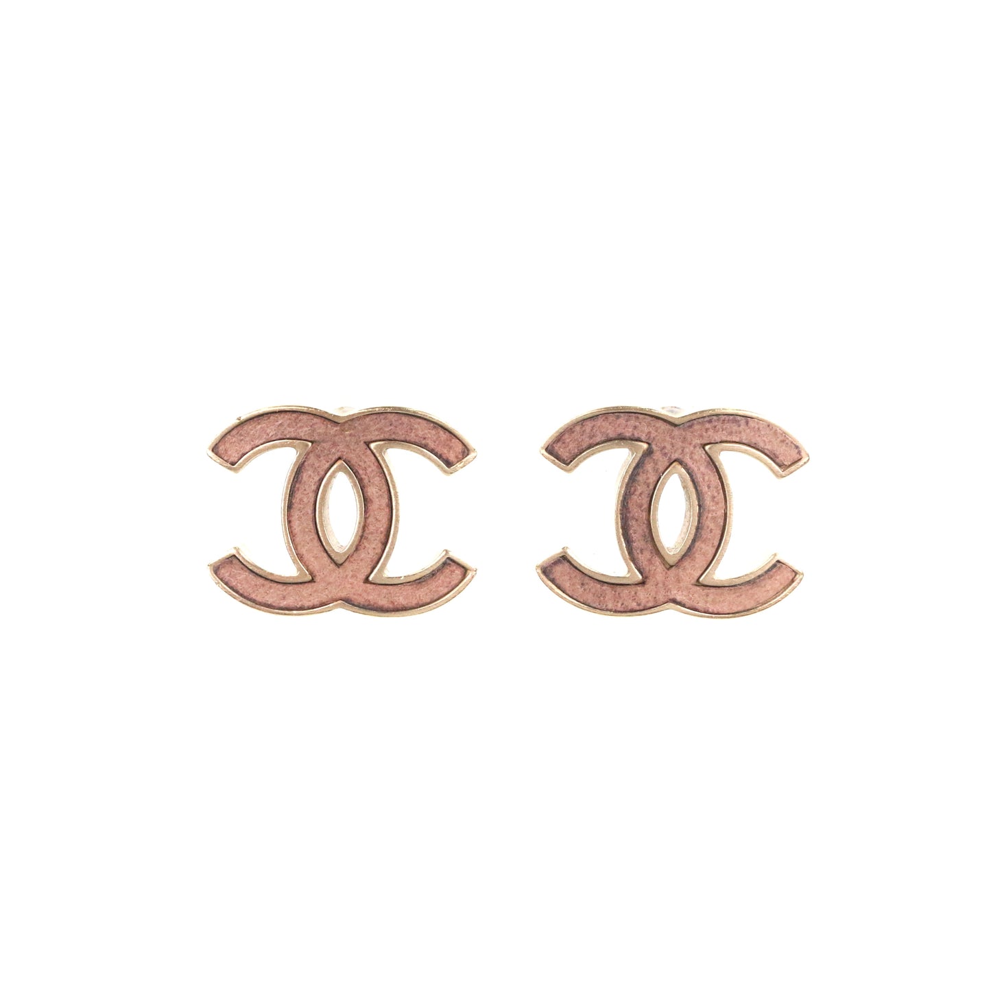 CHANEL Pink Brown & Gold Tone Large CC Earrings [Used]