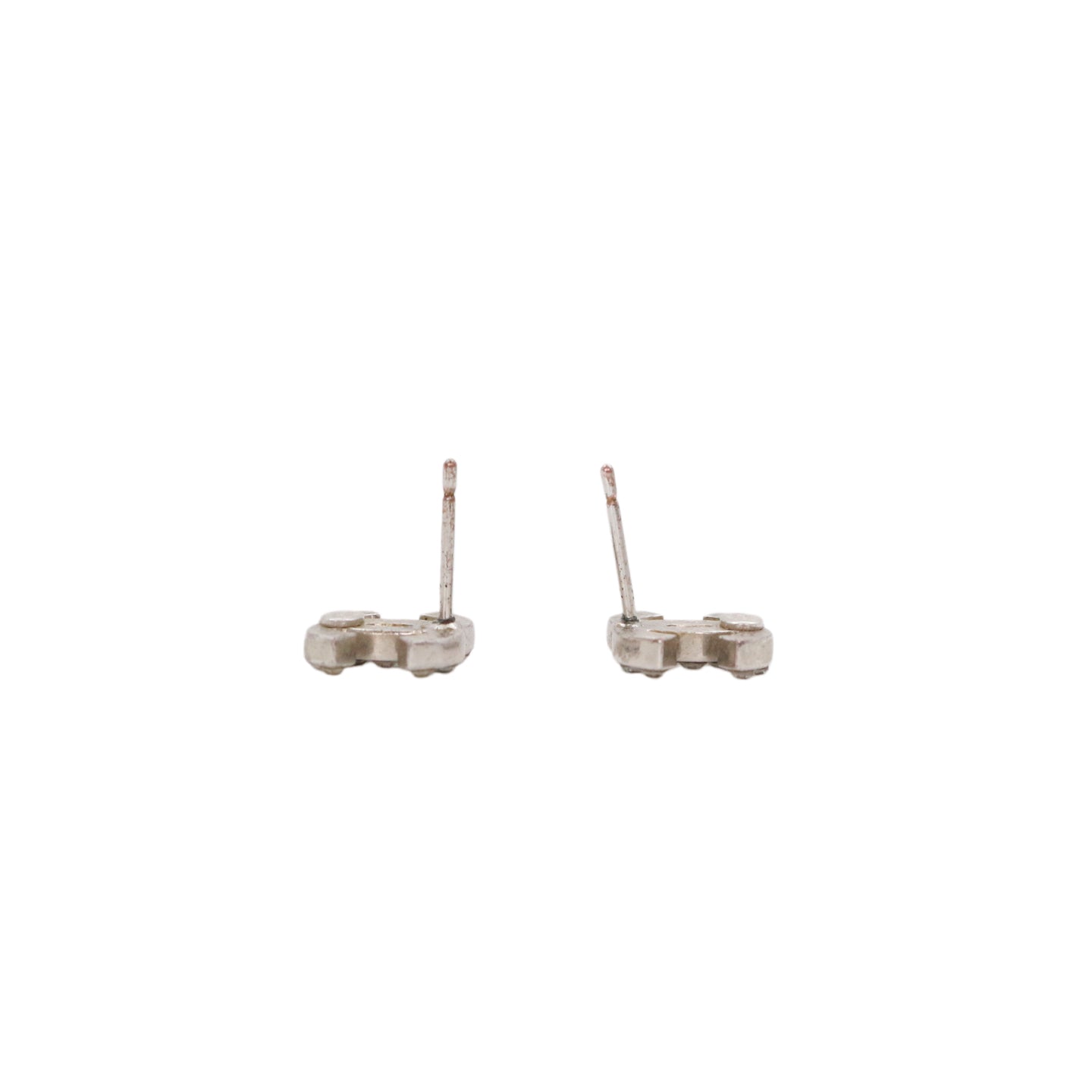 CHANEL Silver Tone Rhinestone CC Earrings [Used]