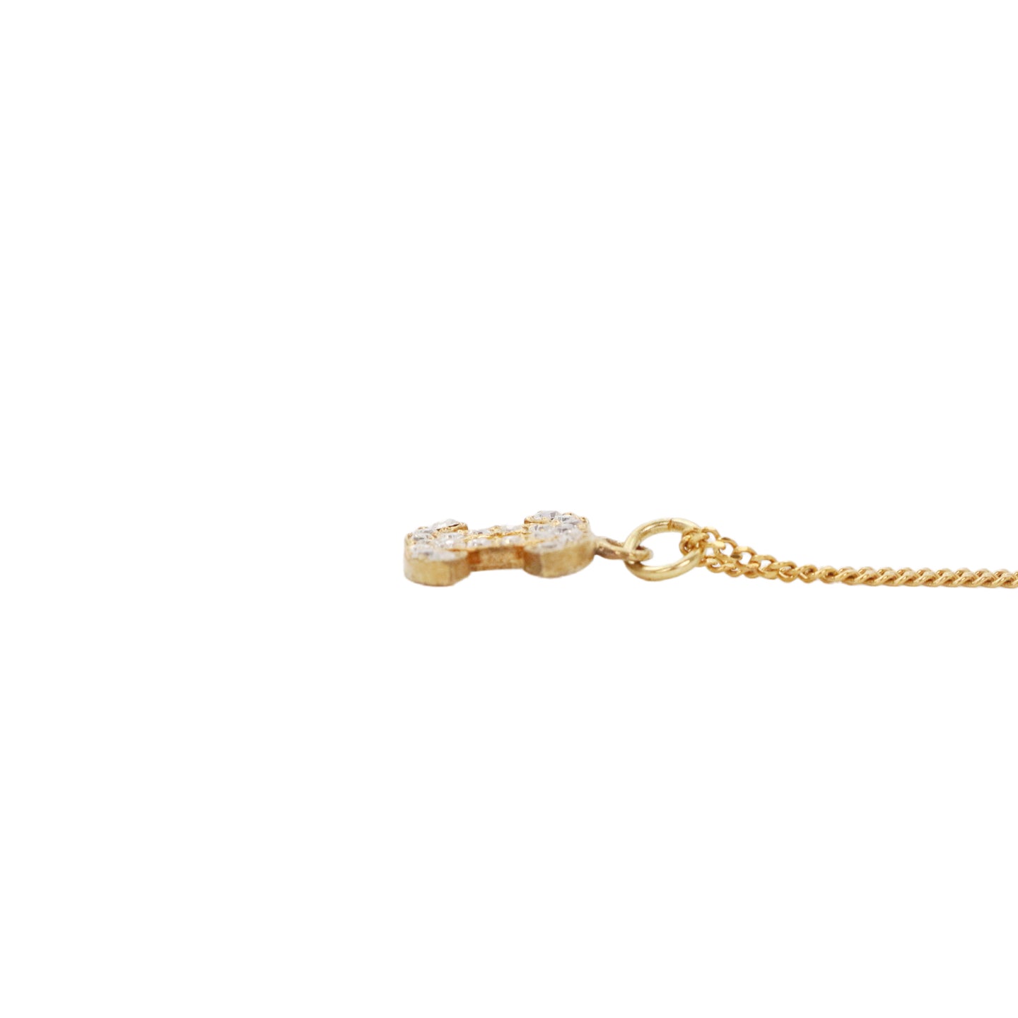 CHANEL Gold Tone Rhinestone CC Pendant Necklace [Used]