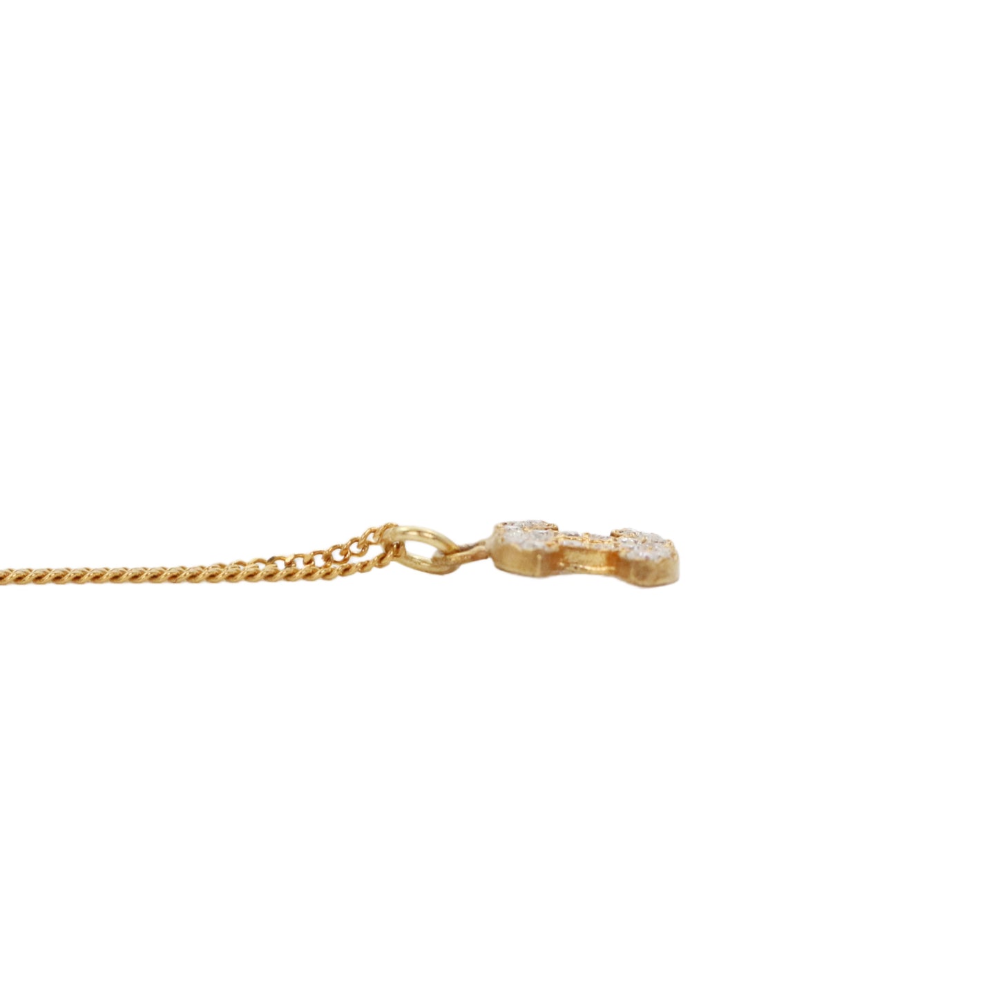 CHANEL Gold Tone Rhinestone CC Pendant Necklace [Used]