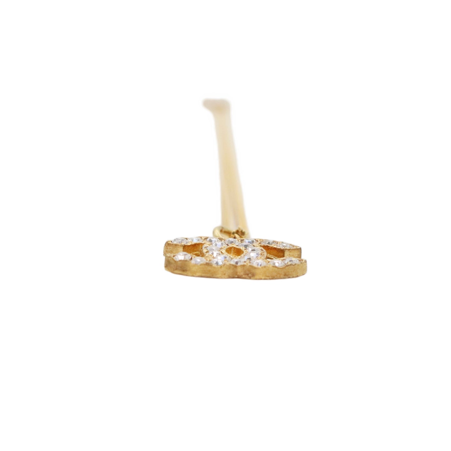 CHANEL Gold Tone Rhinestone CC Pendant Necklace [Used]