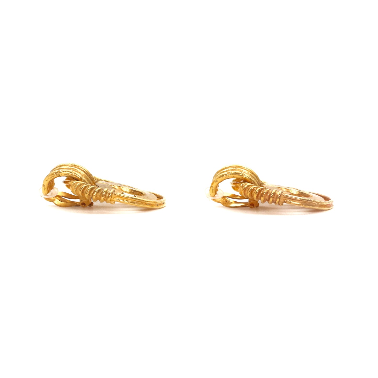 CHANEL Vintage Gold Tone Oversized CC Circle Clip-On Earrings [Used]
