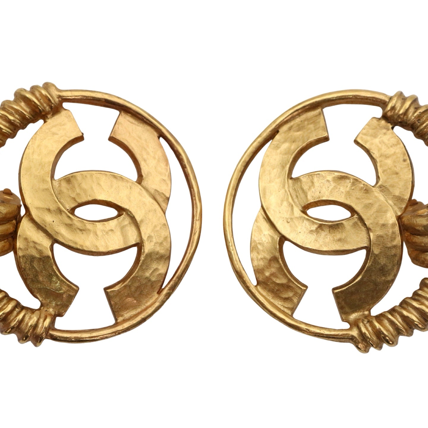 CHANEL Vintage Gold Tone Oversized CC Circle Clip-On Earrings [Used]