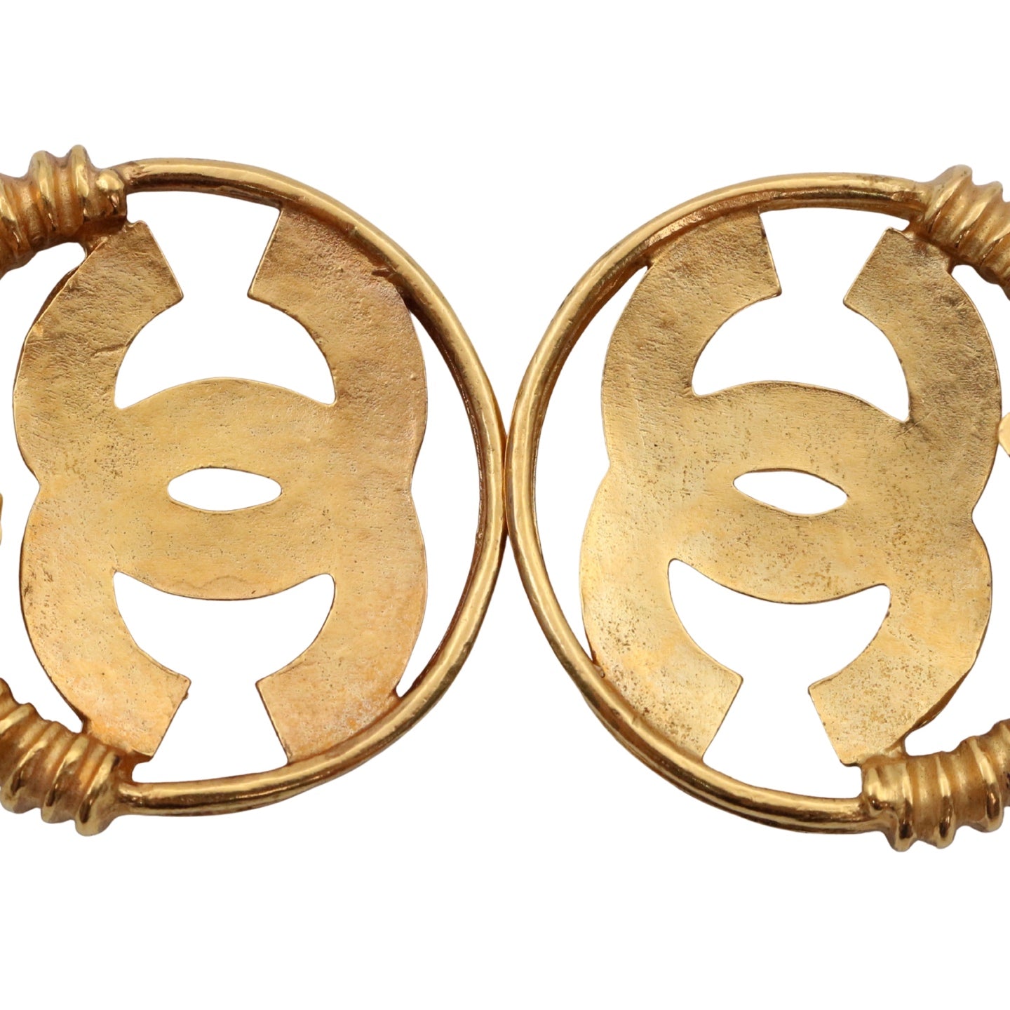CHANEL Vintage Gold Tone Oversized CC Circle Clip-On Earrings [Used]