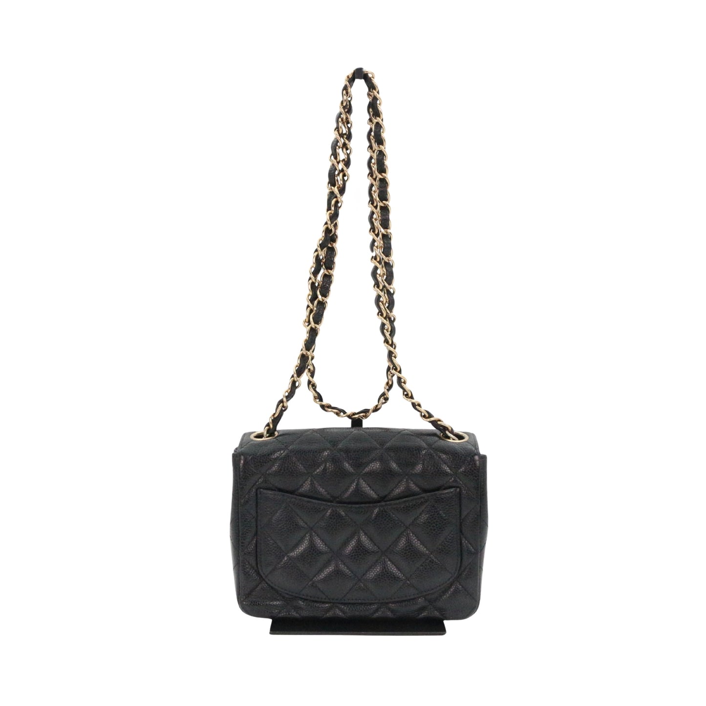 CHANEL Black Caviar Quilted Mini Flap Bag with Gold Hardware [Used]