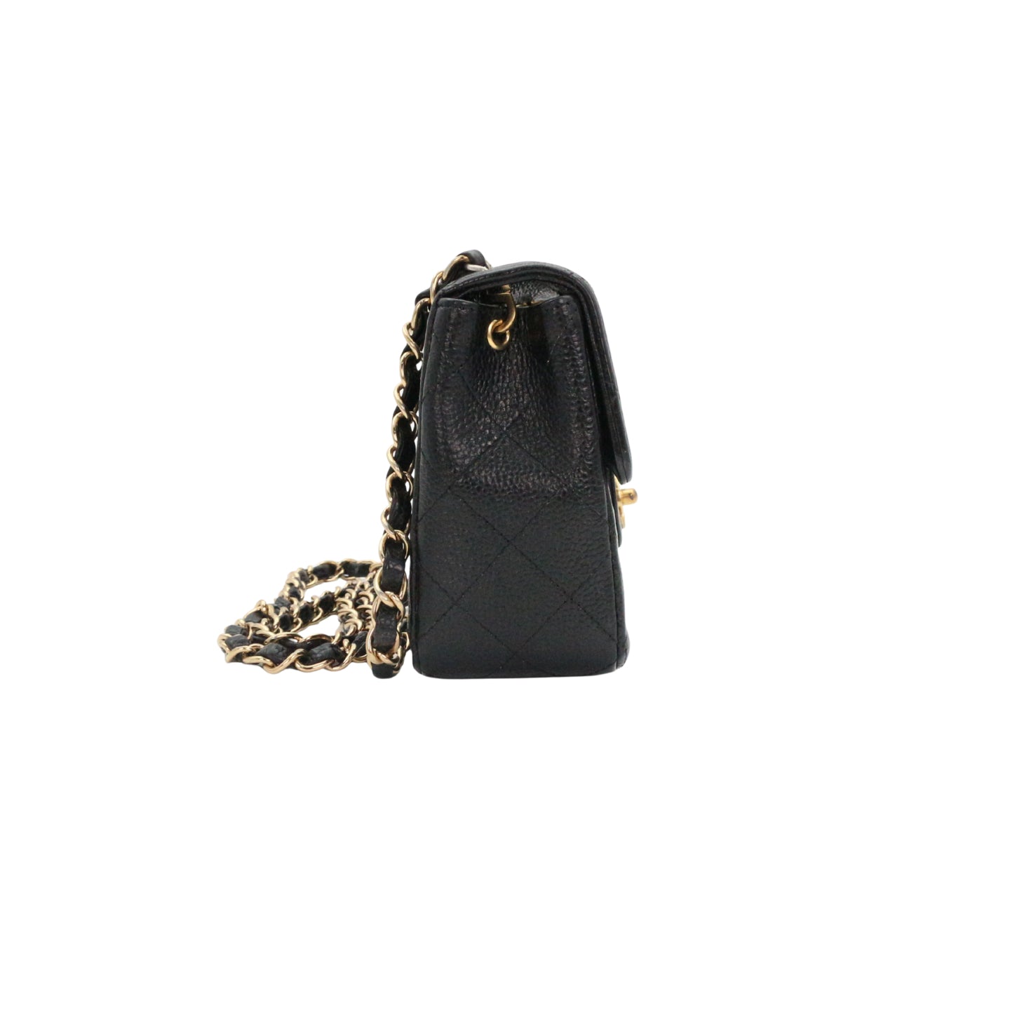 CHANEL Black Caviar Quilted Mini Flap Bag with Gold Hardware [Used]