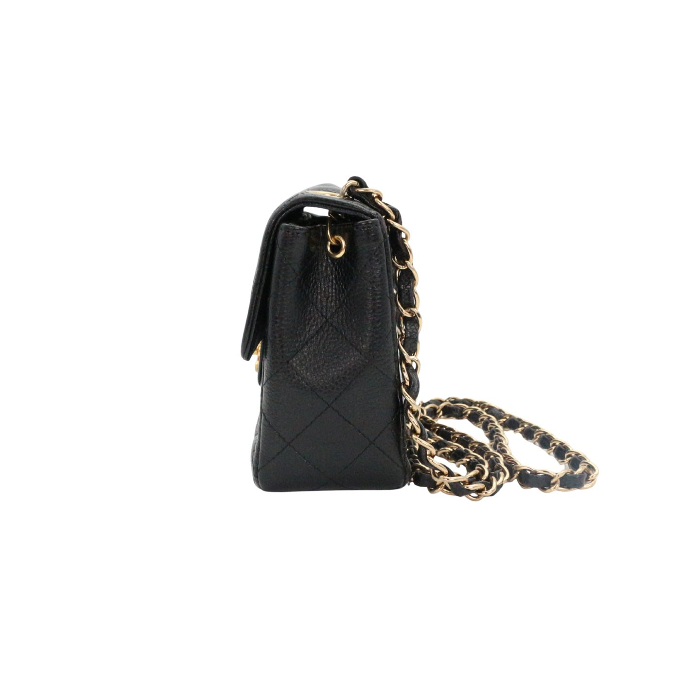 CHANEL Black Caviar Quilted Mini Flap Bag with Gold Hardware [Used]