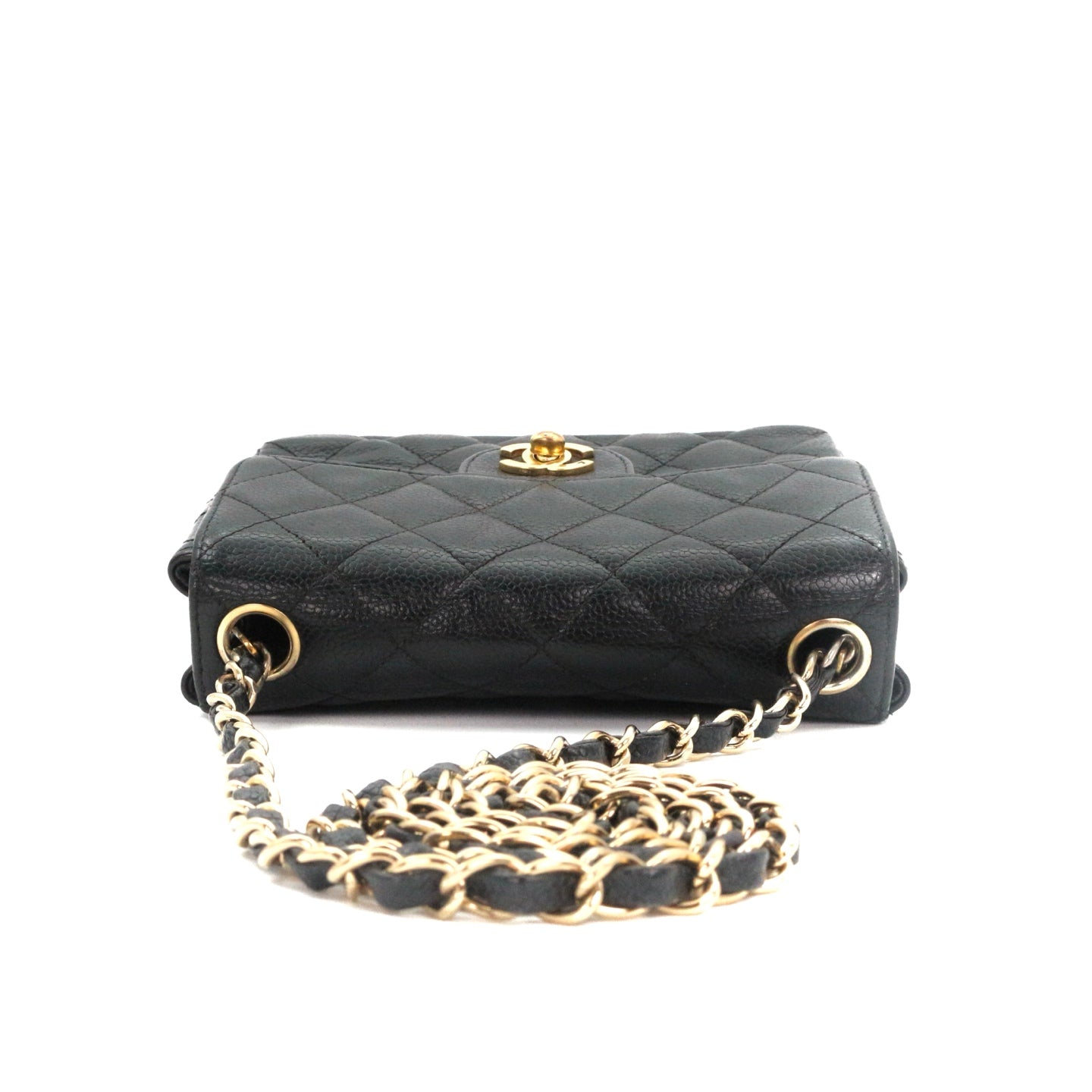 CHANEL Black Caviar Quilted Mini Flap Bag with Gold Hardware [Used]