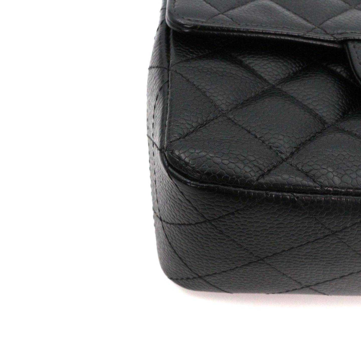 CHANEL Black Caviar Quilted Mini Flap Bag with Gold Hardware [Used]