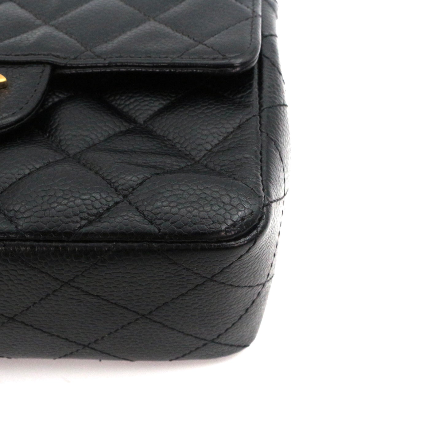 CHANEL Black Caviar Quilted Mini Flap Bag with Gold Hardware [Used]