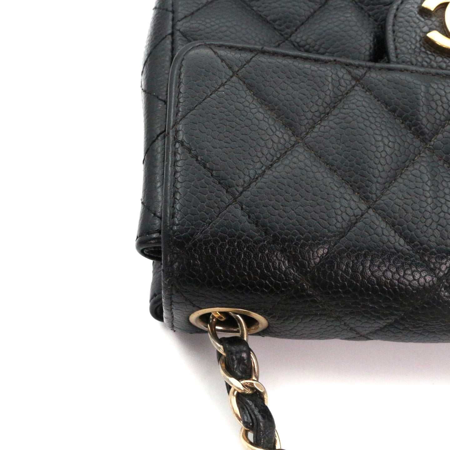 CHANEL Black Caviar Quilted Mini Flap Bag with Gold Hardware [Used]