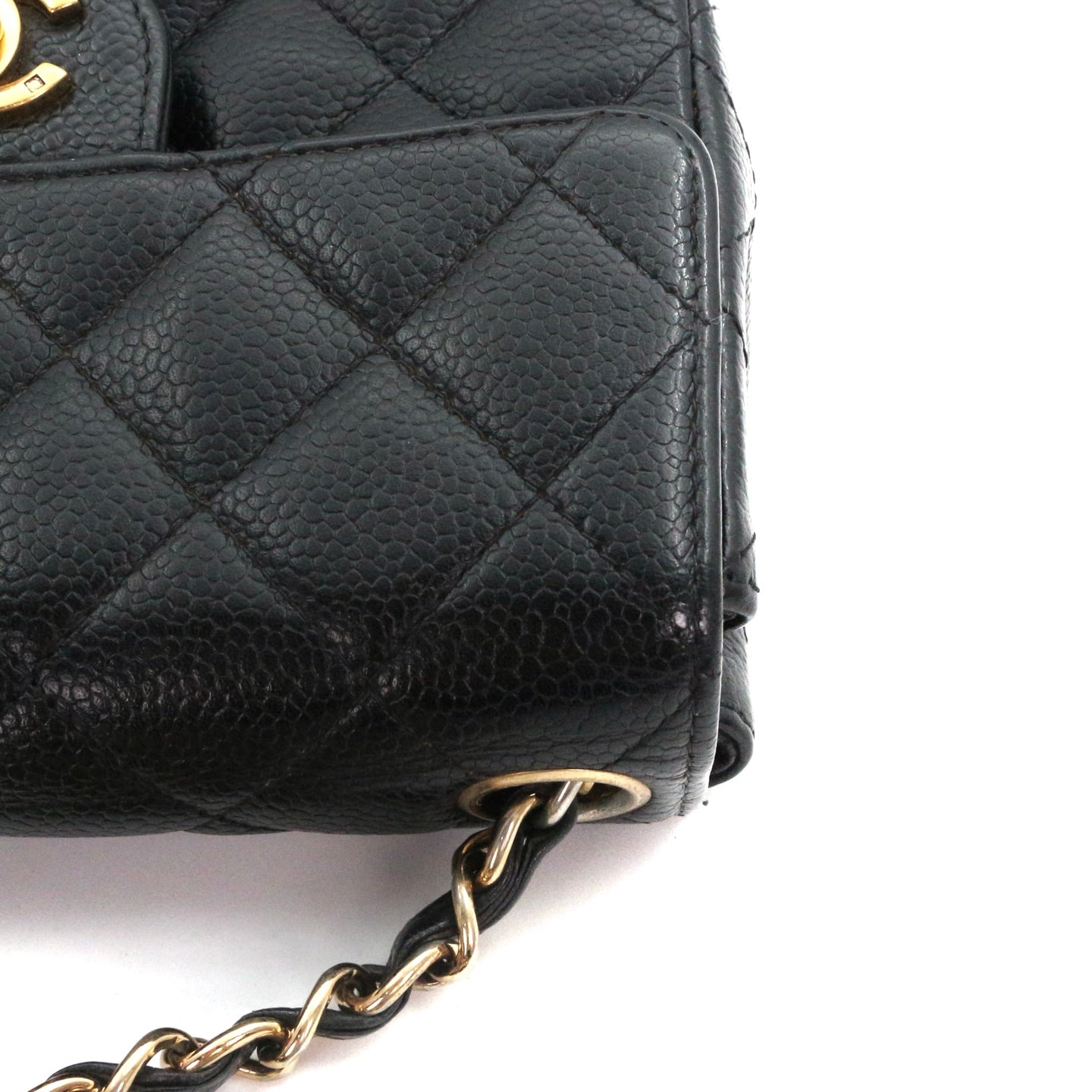 CHANEL Black Caviar Quilted Mini Flap Bag with Gold Hardware [Used]