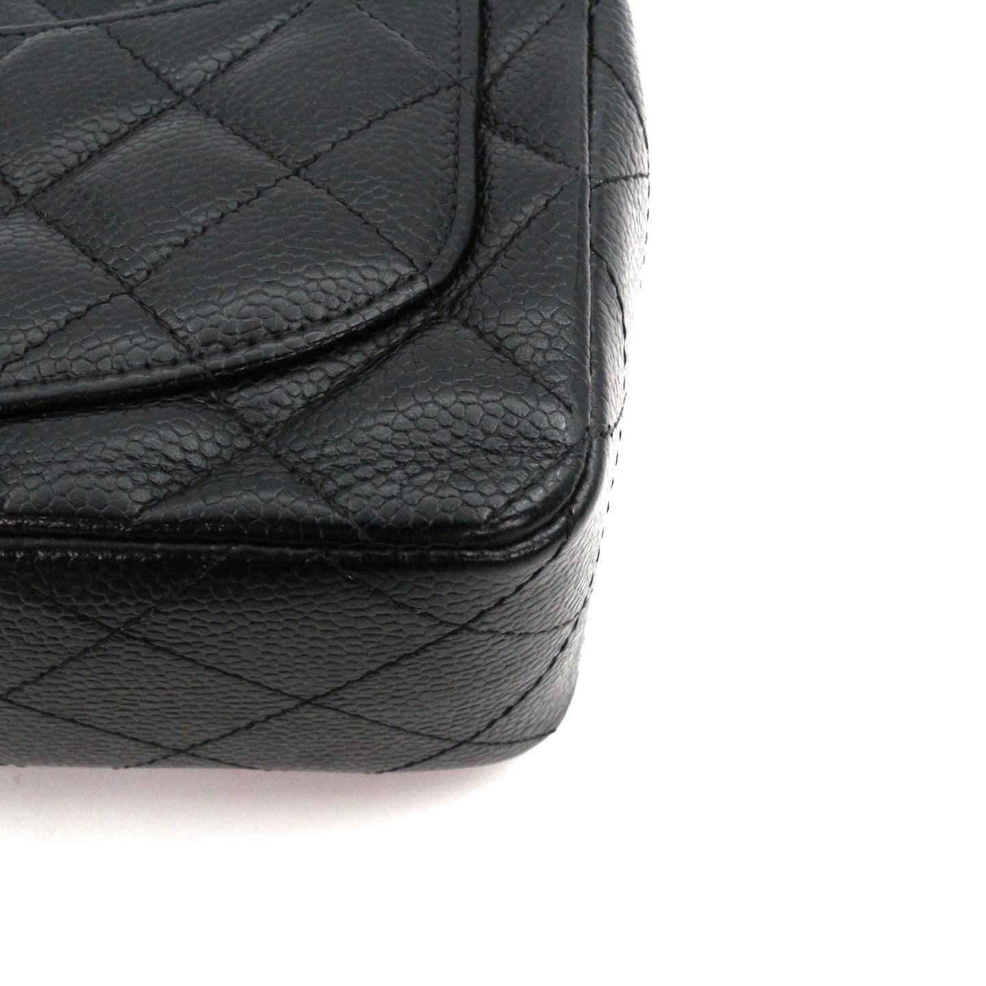 CHANEL Black Caviar Quilted Mini Flap Bag with Gold Hardware [Used]