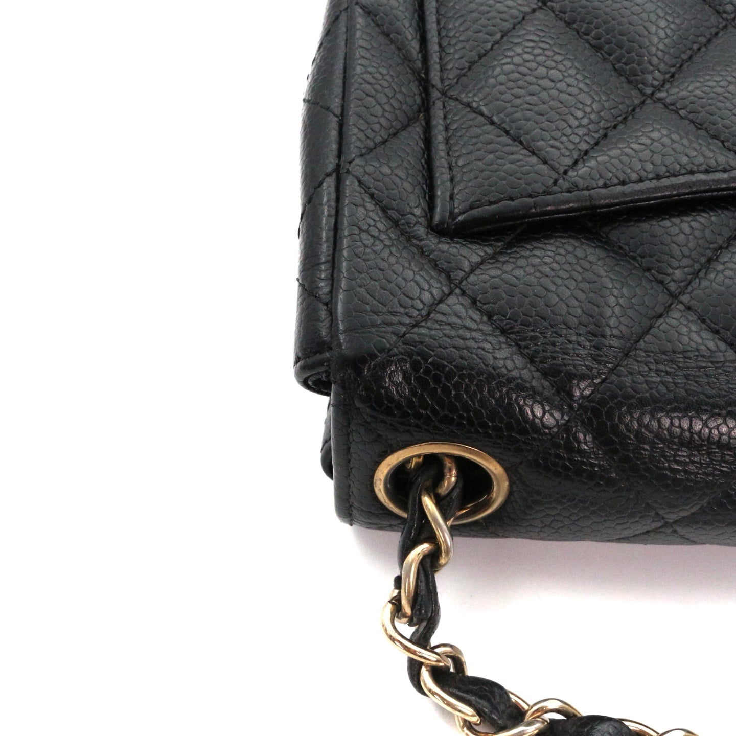 CHANEL Black Caviar Quilted Mini Flap Bag with Gold Hardware [Used]