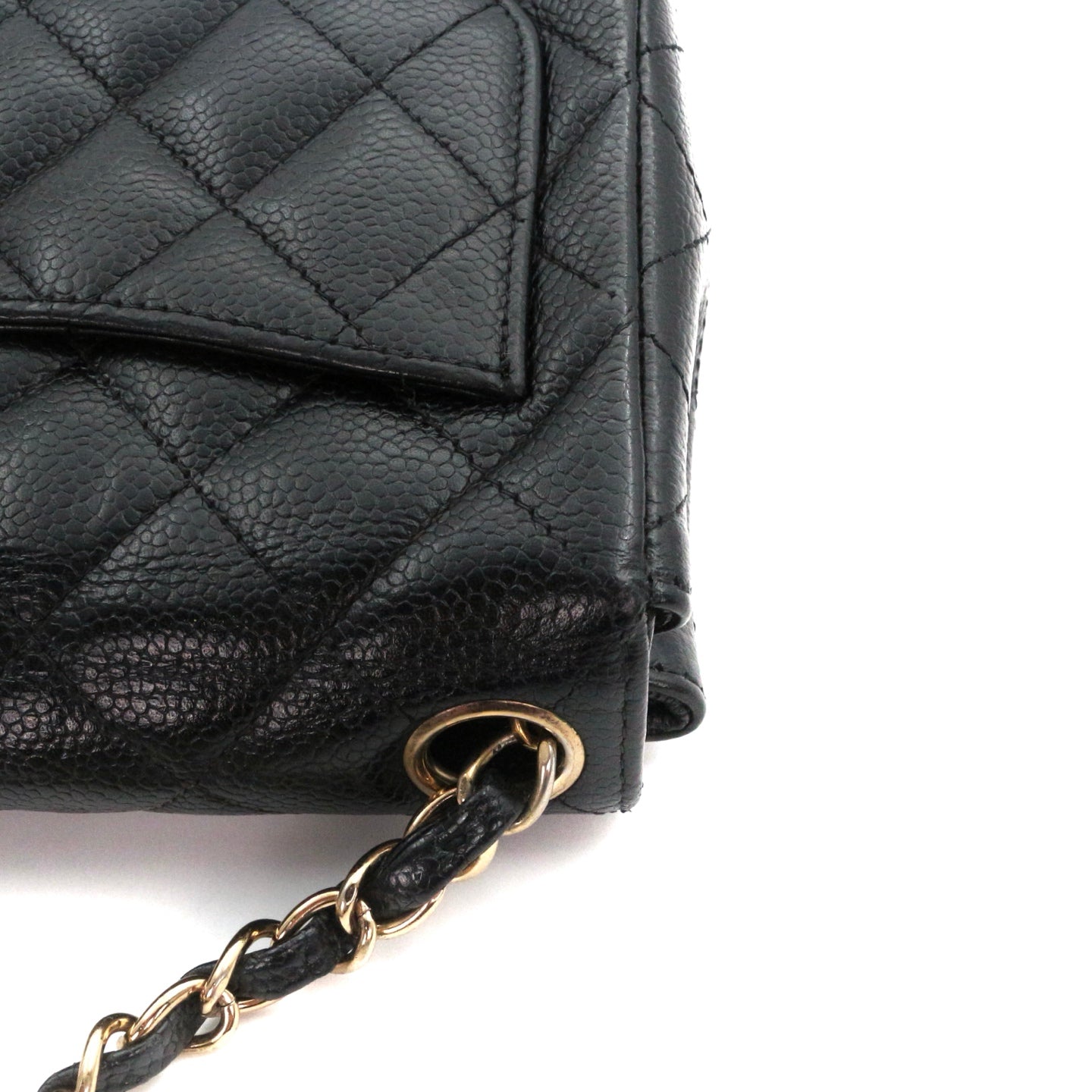 CHANEL Black Caviar Quilted Mini Flap Bag with Gold Hardware [Used]