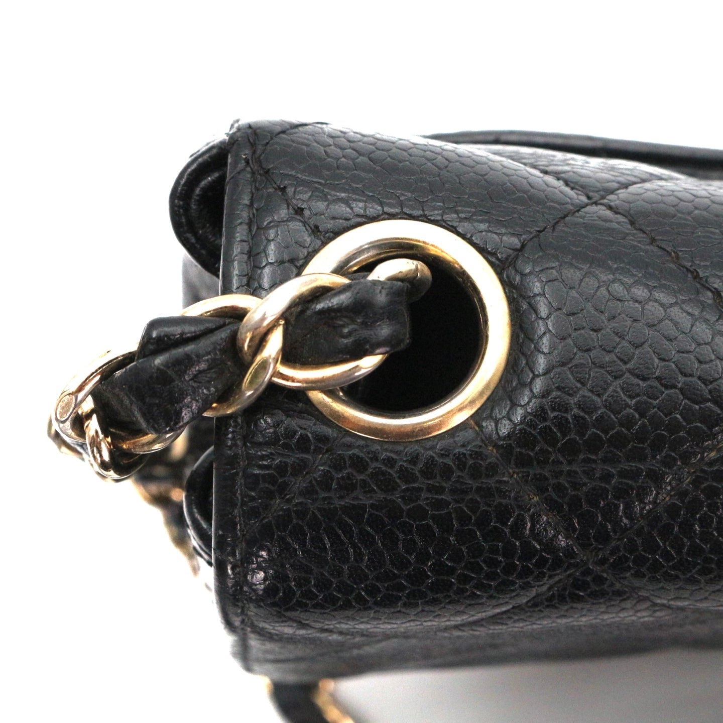 CHANEL Black Caviar Quilted Mini Flap Bag with Gold Hardware [Used]
