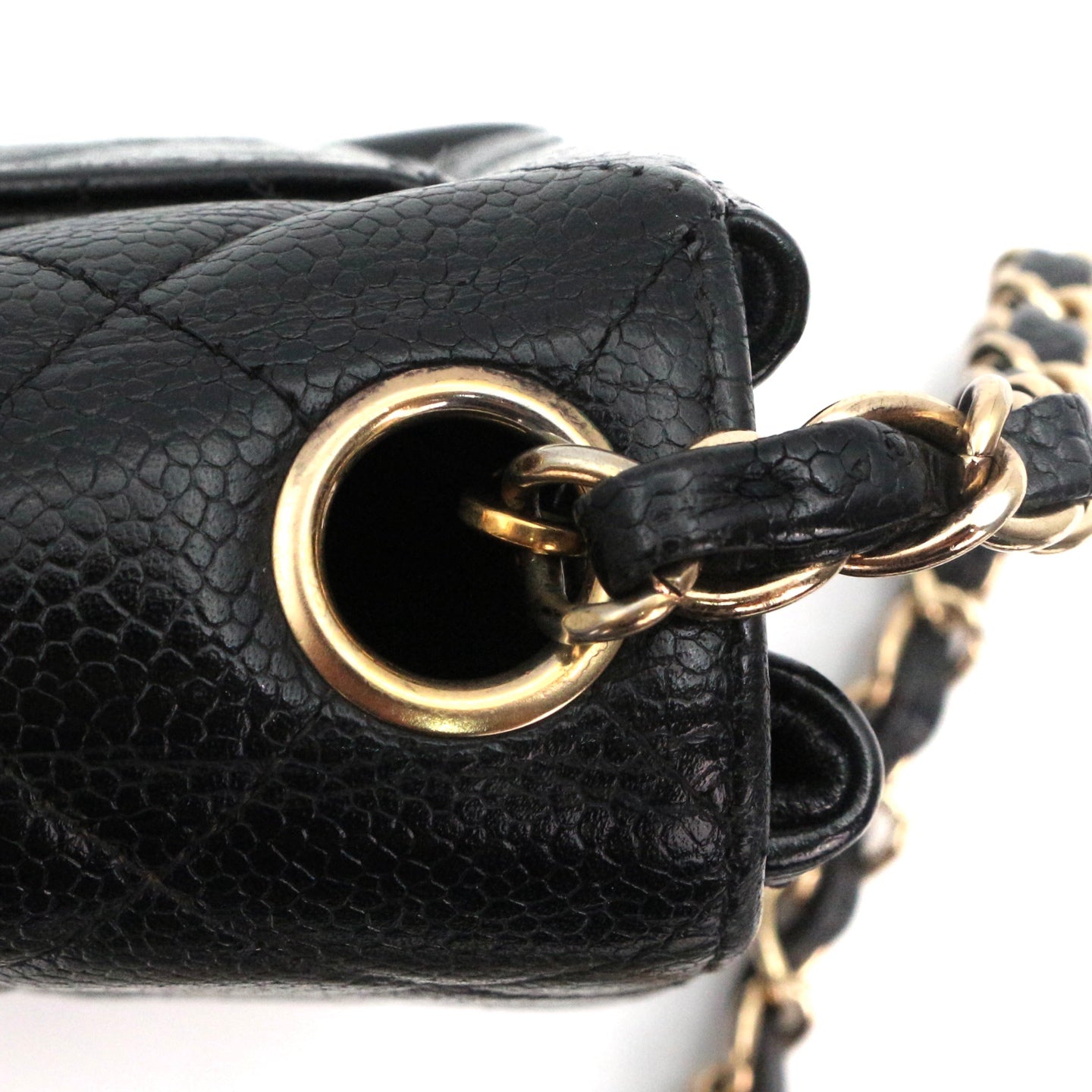 CHANEL Black Caviar Quilted Mini Flap Bag with Gold Hardware [Used]