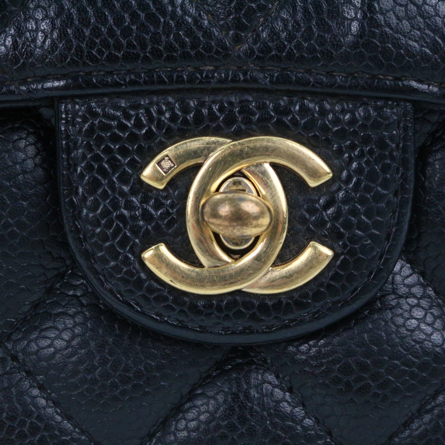 CHANEL Black Caviar Quilted Mini Flap Bag with Gold Hardware [Used]