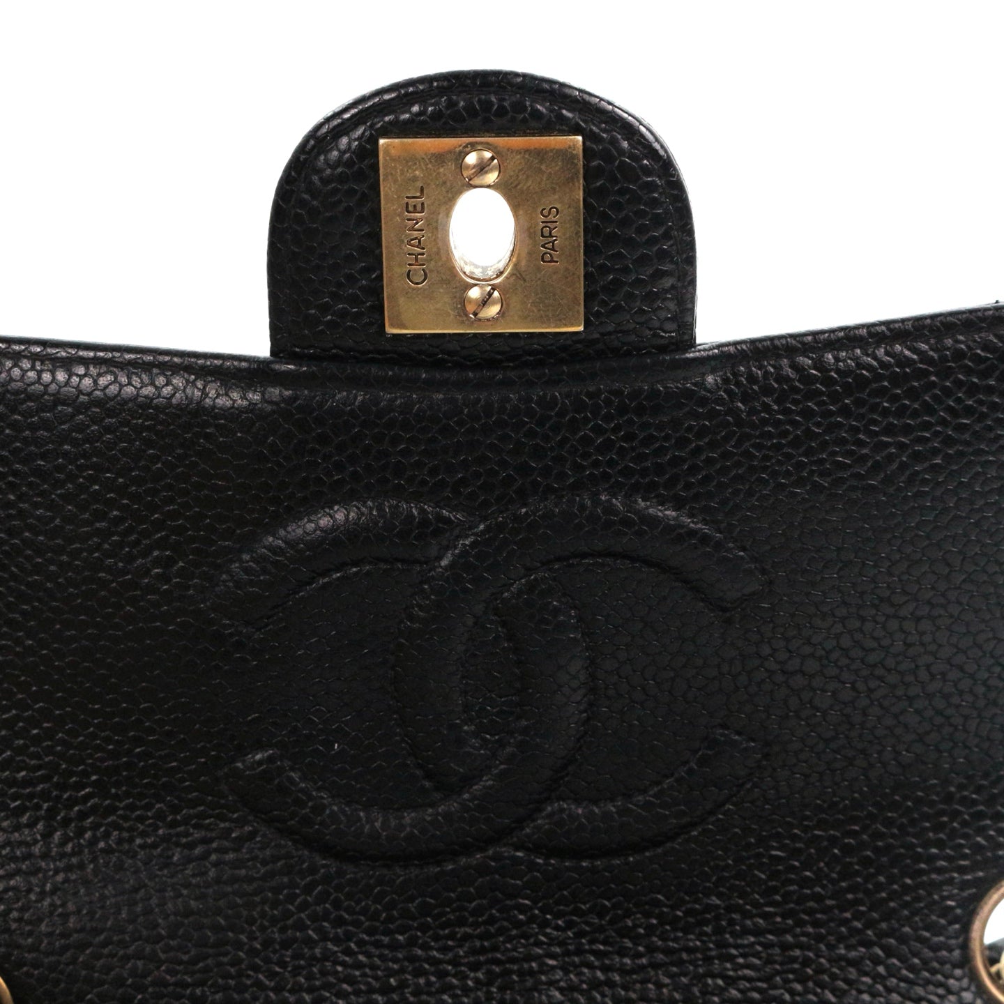 CHANEL Black Caviar Quilted Mini Flap Bag with Gold Hardware [Used]