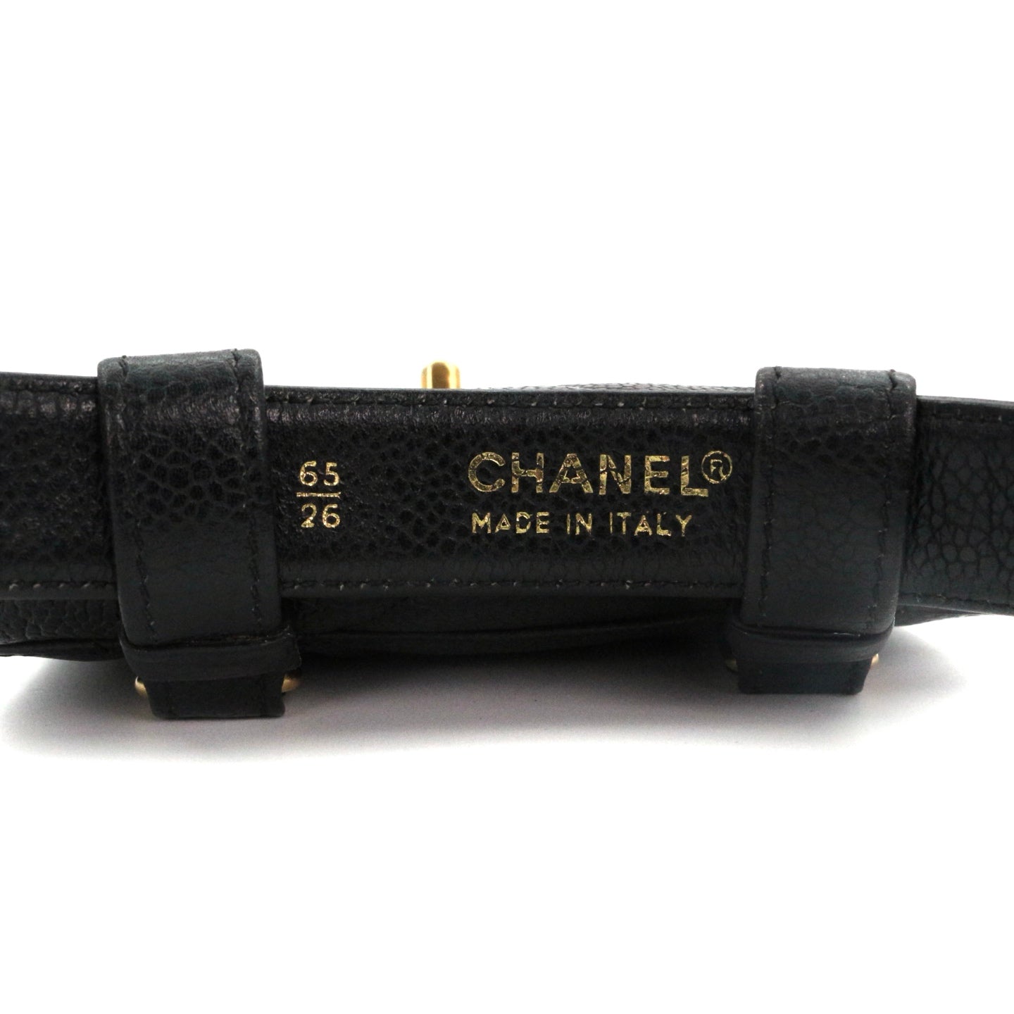 CHANEL Black Caviar Chevron Waist Bag with Gold Hardware [Used]