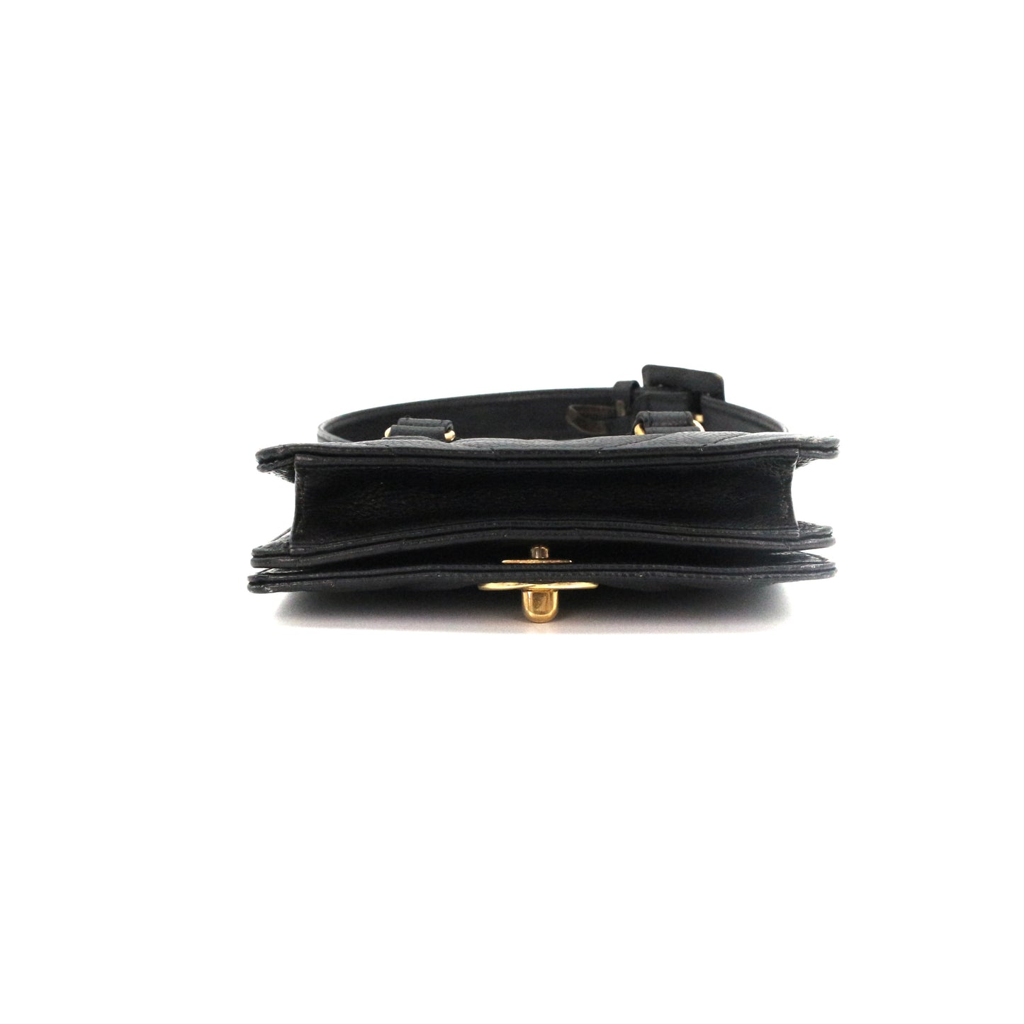 CHANEL Black Caviar Chevron Waist Bag with Gold Hardware [Used]