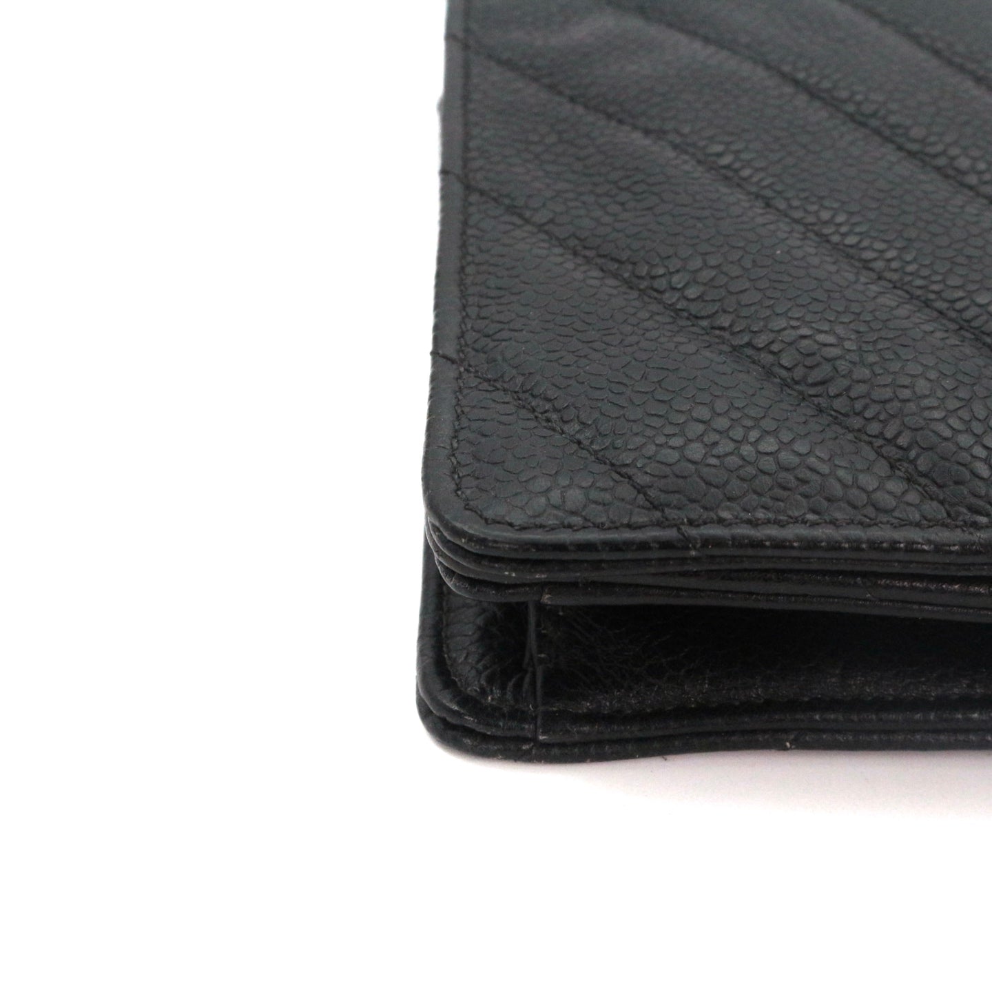 CHANEL Black Caviar Chevron Waist Bag with Gold Hardware [Used]