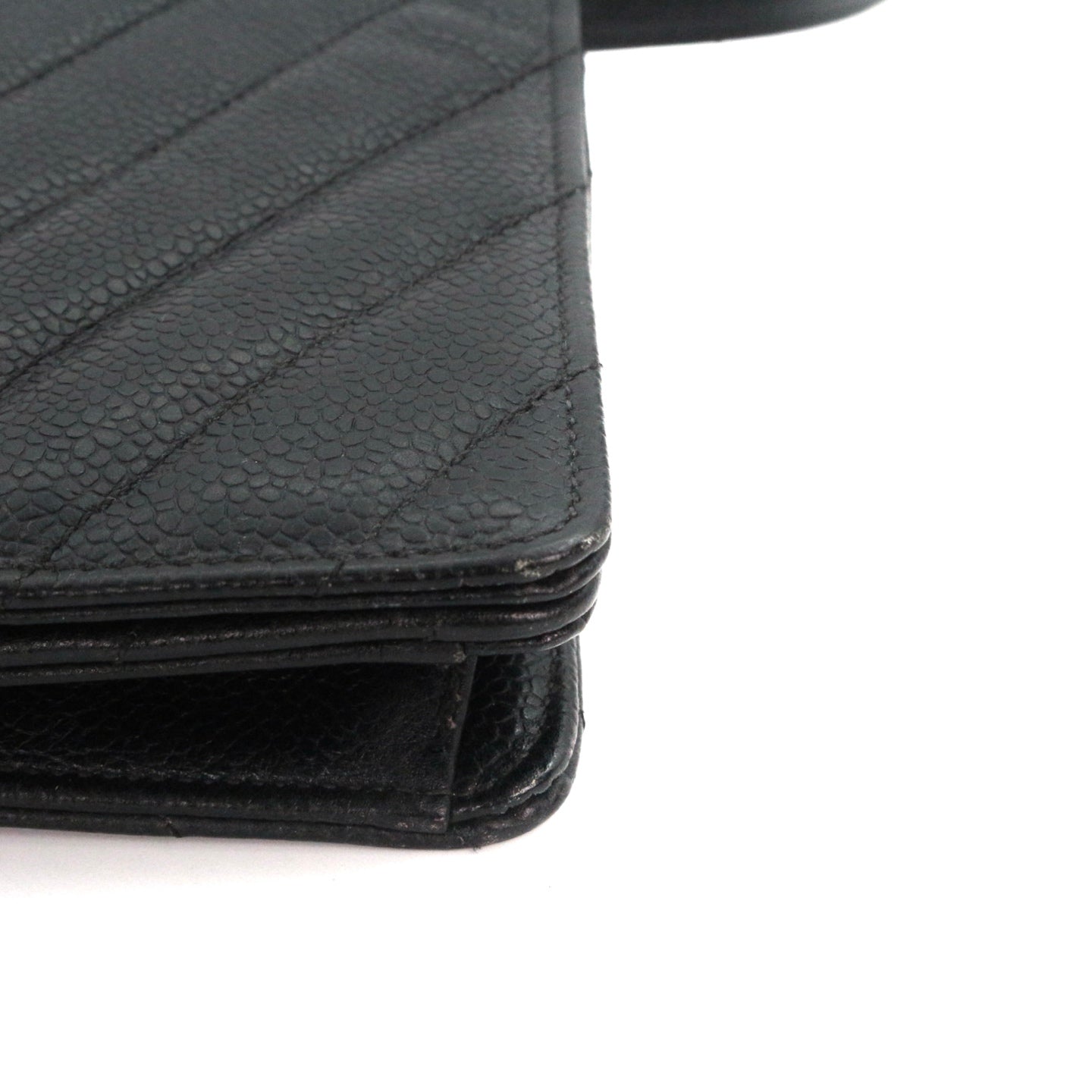 CHANEL Black Caviar Chevron Waist Bag with Gold Hardware [Used]