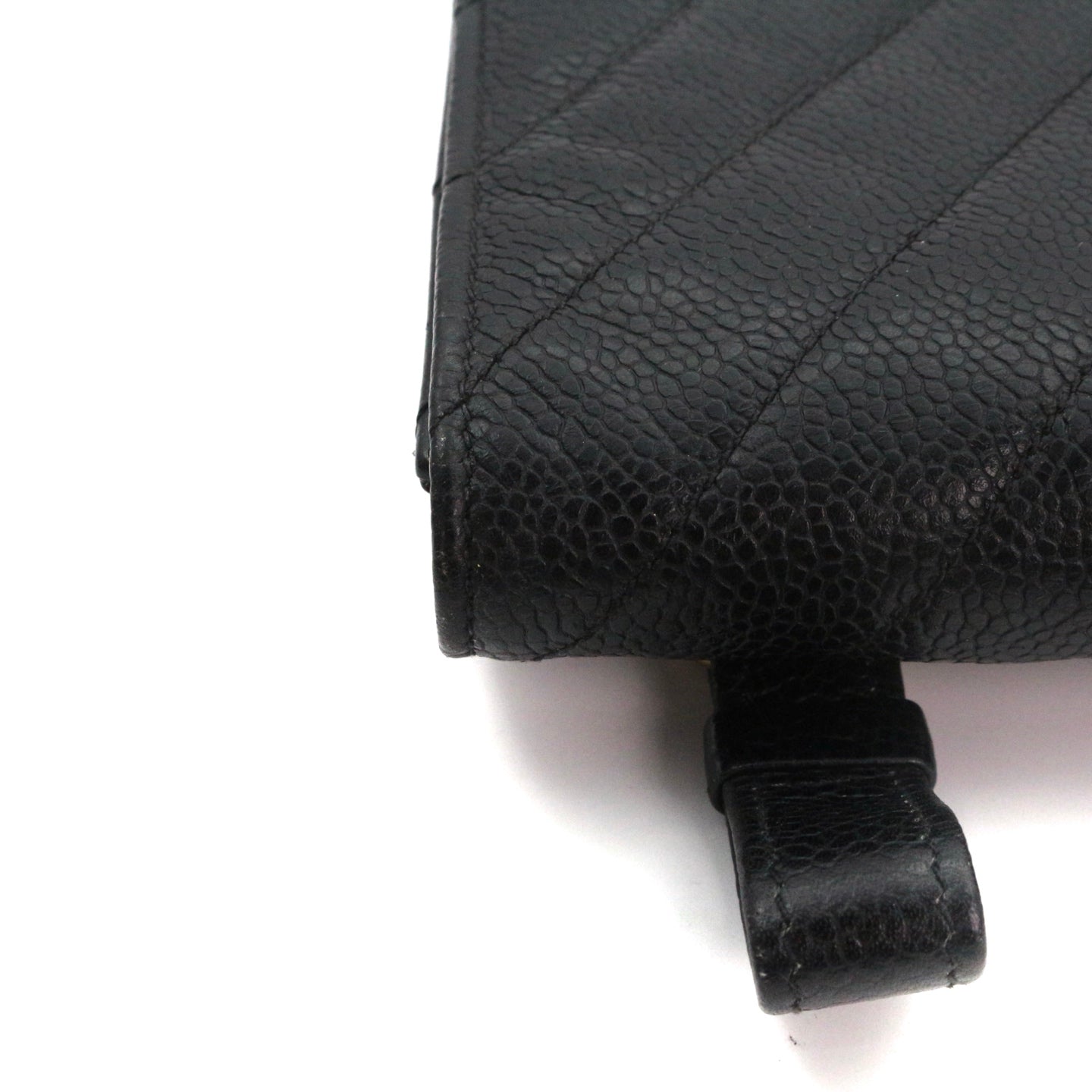 CHANEL Black Caviar Chevron Waist Bag with Gold Hardware [Used]